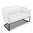 Ver imagem 3 de Sofá Namoradeira e 2 Poltronas Base Industrial Preto Stella Corino Branco D03 - D'Rossi