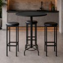 Ver imagem 1 de Conjunto Mesa Bistrô Alabama com 3 Banquetas Estofadas Kassel Cor Preto - Kmj