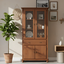 Ver imagem 1 de Cristaleira de Madeira Colonial 4 Portas 1 Gaveta Pés Torneados 308 - Imbuia Glazer