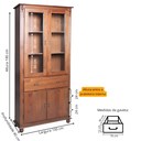 Ver imagem 4 de Cristaleira de Madeira Colonial 4 Portas 1 Gaveta Pés Torneados 308 - Imbuia Glazer