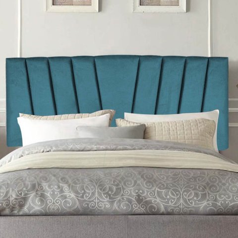 Painel Cabeceira Estofada Bélgica 195cm Cama Box King Corino Azul Turquesa- Mabe Magazine