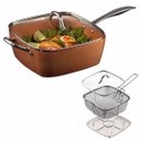 Ver imagem 2 de Kit Profissional Panela Caçarola Maxchef Antiaderente 5 em 1 Cesto de Fritura Tampa Vidro Base Grelh