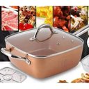 Ver imagem 3 de Kit Profissional Panela Caçarola Maxchef Antiaderente 5 em 1 Cesto de Fritura Tampa Vidro Base Grelh