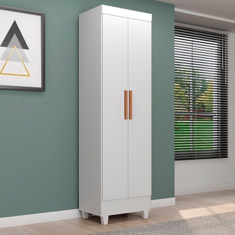 Armário Multiuso 2 Portas com 4 Prateleiras com Pés Lite Branco