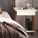 Ver imagem 1 de Mesa De Cabeceira Com 1 Gaveta Amadeirado Off White