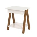 Ver imagem 2 de Mesa De Cabeceira Com 1 Gaveta Amadeirado Off White