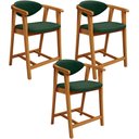Ver imagem 1 de Kit 03 Banquetas Baixa Cozinha Sala de Jantar Bancada Cecília L02 Couríssimo Verde Musgo Lyam Decor