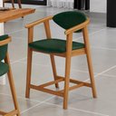 Ver imagem 6 de Kit 03 Banquetas Baixa Cozinha Sala de Jantar Bancada Cecília L02 Couríssimo Verde Musgo Lyam Decor