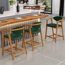 Ver imagem 2 de Kit 03 Banquetas Baixa Cozinha Sala de Jantar Bancada Cecília L02 Couríssimo Verde Musgo Lyam Decor