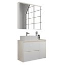 Ver imagem 2 de Gabinete de Banheiro 90cm com Cuba e Espelheira Branco/Arenito