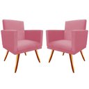 Ver imagem 1 de Kit 2 Poltronas Decorativa Bia Suede Rosa Pés Madeira Mz Decor