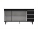 Ver imagem 3 de Balcão de Cozinha para Pia Andréia 160cm Amêndoa/preto S/ Tampo - Ajl Móveis