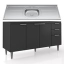 Ver imagem 1 de Balcão de Cozinha com Pia Inox 150cm Pérola Z34 Preto - Mpozenato