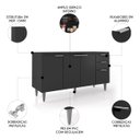 Ver imagem 3 de Balcão de Cozinha com Pia Inox 150cm Pérola Z34 Preto - Mpozenato