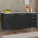Ver imagem 2 de Balcão de Cozinha com Pia Inox 150cm Pérola Z34 Preto - Mpozenato