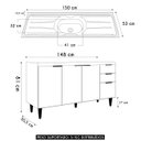 Ver imagem 4 de Balcão de Cozinha com Pia Inox 150cm Pérola Z34 Preto - Mpozenato