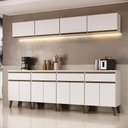 Ver imagem 1 de Cozinha Completa Atlanta 12 Portas 4 Gavetas MDF-MDP 240cm Branco com Preto Móveis Carraro