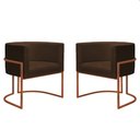 Ver imagem 1 de Kit 2 Poltronas Reforçadas Decorativa Sala Nayara Base Ferro Bronze Suede Marrom