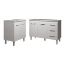 Ver imagem 1 de Balcão para Microondas ou Forno Branco e Armário Bruna 118 Cm Cozinha Gabinete Branco com Tampo