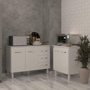 Ver imagem 2 de Balcão para Microondas ou Forno Branco e Armário Bruna 118 Cm Cozinha Gabinete Branco com Tampo