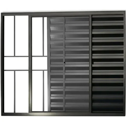 Janela de Aluminio Veneziana 3 Folhas com Grade Linha Leve:1,00 X 1,50/preto