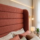 Ver imagem 4 de Cabeceira Cama Casal Queen Duna 160cm Orgânica Curva Bouclê Terracota - Montanari's Decor