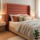 Ver imagem 3 de Cabeceira Cama Casal Queen Duna 160cm Orgânica Curva Bouclê Terracota - Montanari's Decor