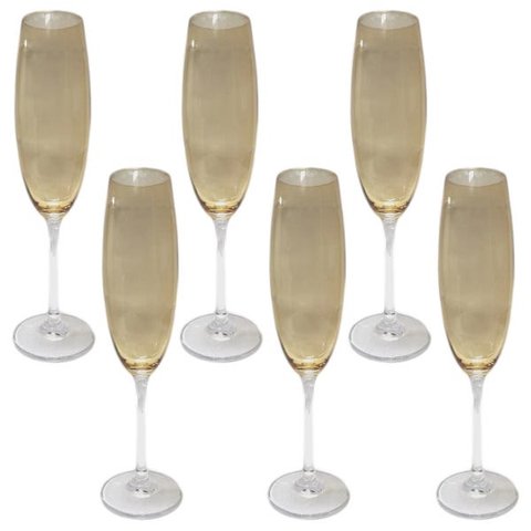 Jogo 6 tacas champanhe Gastro cristal 220ml amarelo Bohemia