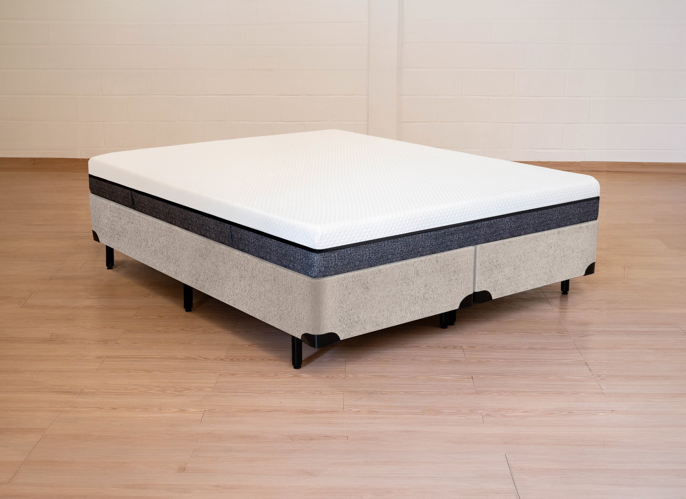 Cama Box Queen Size Bipartida Serenelife - Chenille Bege - 2