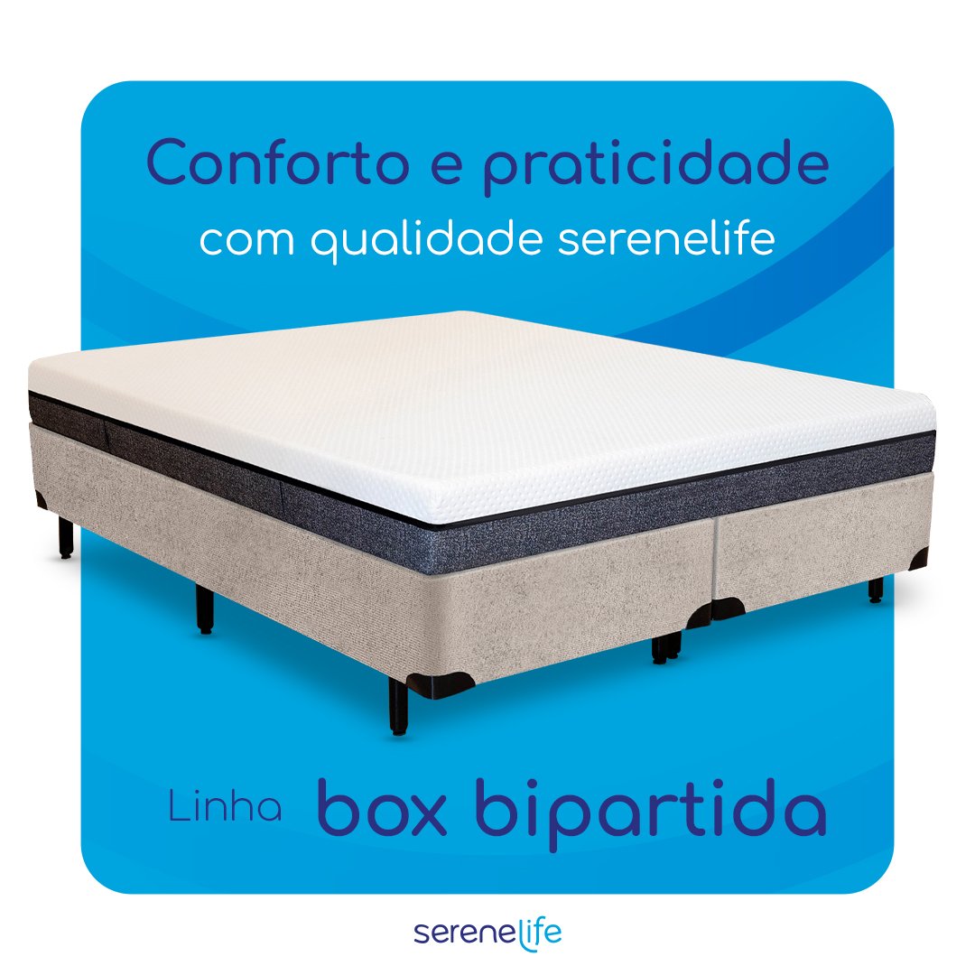 Cama Box Queen Size Bipartida Serenelife - Chenille Bege - 4