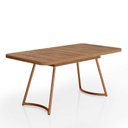 Ver imagem 1 de Mesa de Jantar Retangular P/ 6 Lugares 170cm com Pés em Aço Cor:nogal com Rosê Cobre