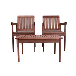 Conjunto 02 Cadeiras Poltrona e Mesa de Centro Madeira Maciça Jardim Varanda - 2