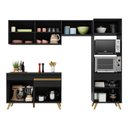 Ver imagem 6 de Armário de Cozinha Compacta 252cm Veneza Multimóveis V3693 Preto/Dourado