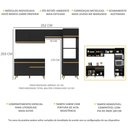 Ver imagem 4 de Armário de Cozinha Compacta 252cm Veneza Multimóveis V3693 Preto/Dourado