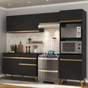 Ver imagem 3 de Armário de Cozinha Compacta 252cm Veneza Multimóveis V3693 Preto/Dourado