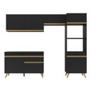 Ver imagem 7 de Armário de Cozinha Compacta 252cm Veneza Multimóveis V3693 Preto/Dourado