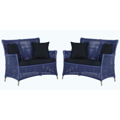 2 Sofás Área Externa Igapó Alumínio Fendi Corda Náutica E12 Azul