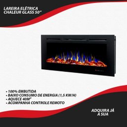 Lareira Elétrica Parede de Embutir Aquecedor Preta 50 Polegadas 220w Chaleur Brasil - 5