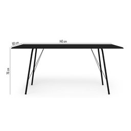 Mesa Sala de Jantar Paraty Preto 140x80cm Tampo Preto - 2