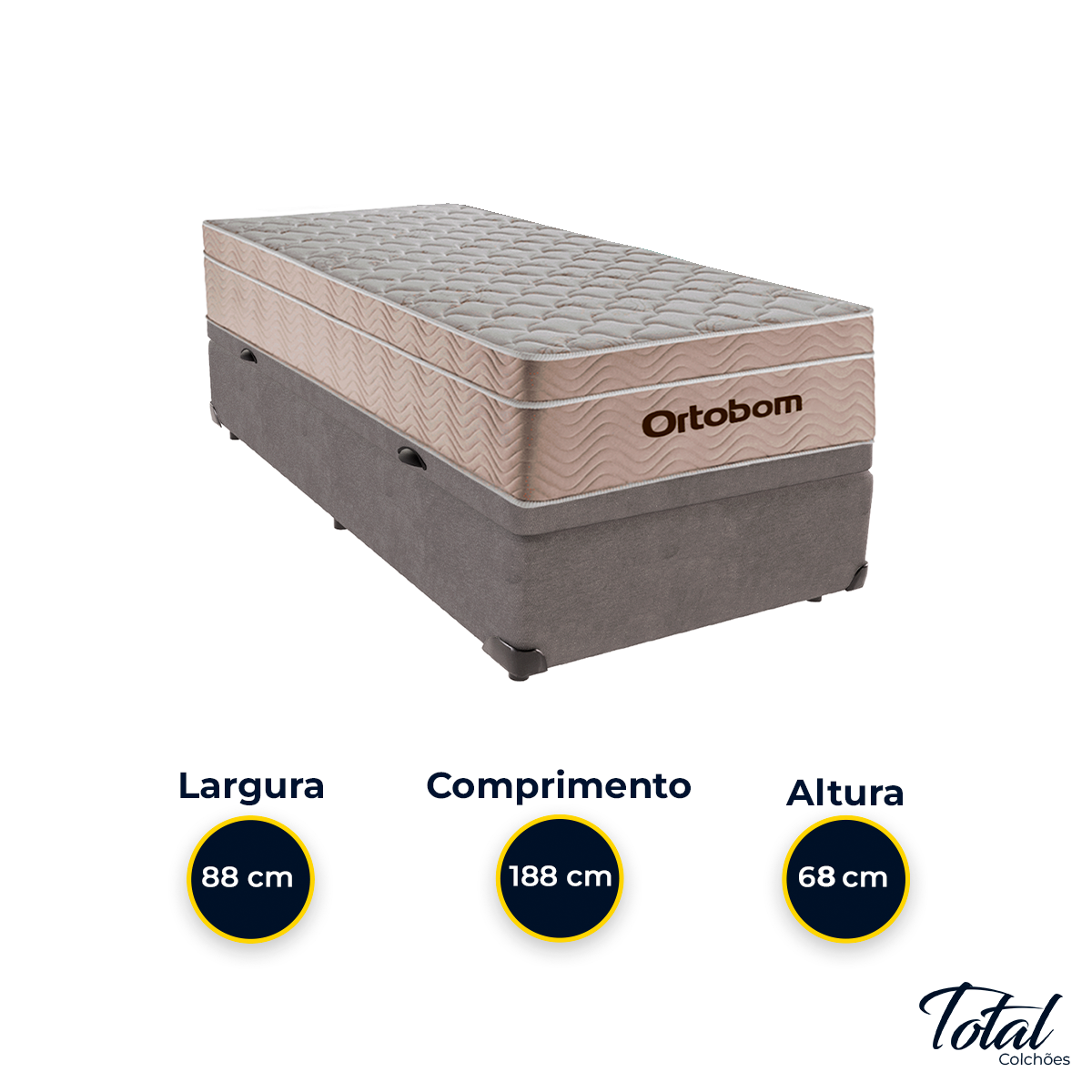 Cama Box Baú Solteiro Cinza e Colchão Airtech Springpocket Molas Ensacadas Ortobom - 3