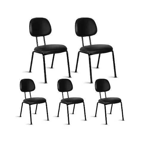 Cadeira Ágata Secretária Pé Palito L Duplo Kit 05 Courvin Preto