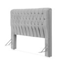 Ver imagem 2 de Cabeceira Cama King Estofada 1,93 - Inca Veludo Cinza Claro