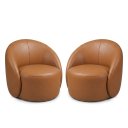 Ver imagem 2 de Poltrona Decorativa Orgânica Giratória Kit 2 Lua Sintético PU Whisky D03 - D’Rossi