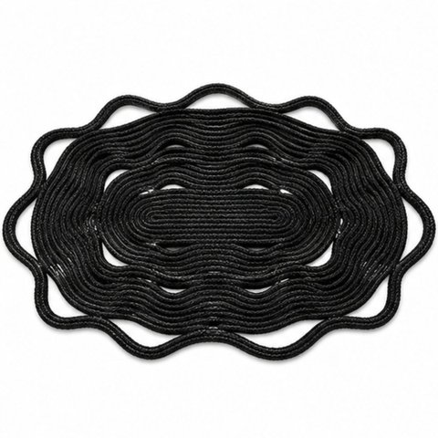 4 Sousplat de Corda Náutica Riviera Oval Ondulado Mesa Posta - Preto