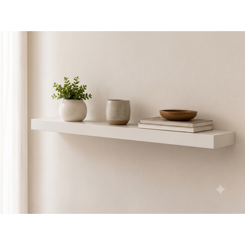 Prateleira 120x28x1,8 cm em MDF Branco com Suporte Invisível | Suporta até 7 kg