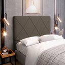 Ver imagem 1 de Cabeceira Cama Box Casal Mel 140cm com Frame Linho Marrom - Desk Design