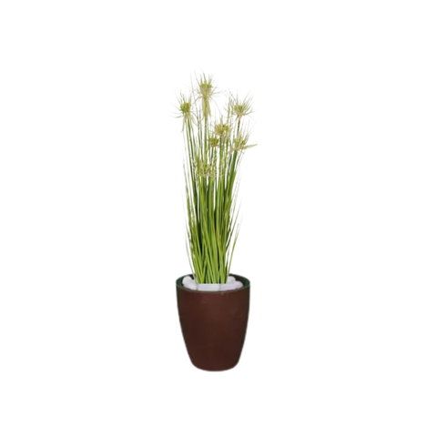 Planta Árvore Artificial Grass Com Flor 90 cm Kit + Vaso S. Marrom 30 cm