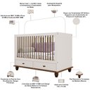 Ver imagem 5 de Berço Americano Mini Cama com 2 Gavetas e Mosquiteiro Alegra S05 Off White Nogueira - Lyam Decor