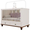 Ver imagem 2 de Berço Americano Mini Cama com 2 Gavetas e Mosquiteiro Alegra S05 Off White Nogueira - Lyam Decor
