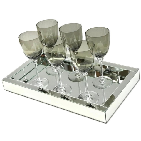 Bandeja Decorativa Espelhada Prata